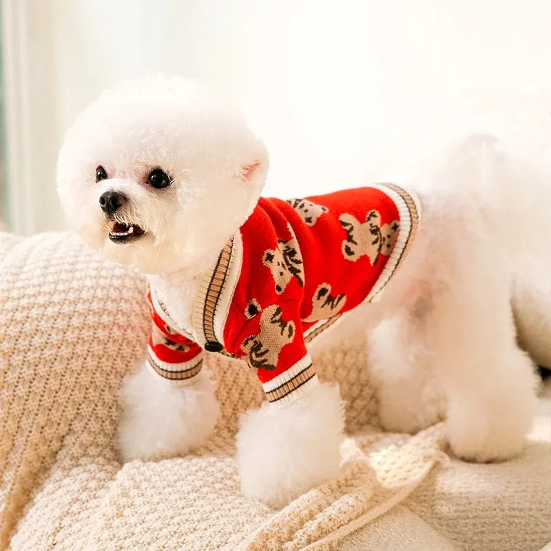 Luxury Cardigan Dog Sweaters Winter Warm Dog Clothes Chihuahua French Bulldog Clothing Pet Coat Jacket Pet Items Knitted Sweater