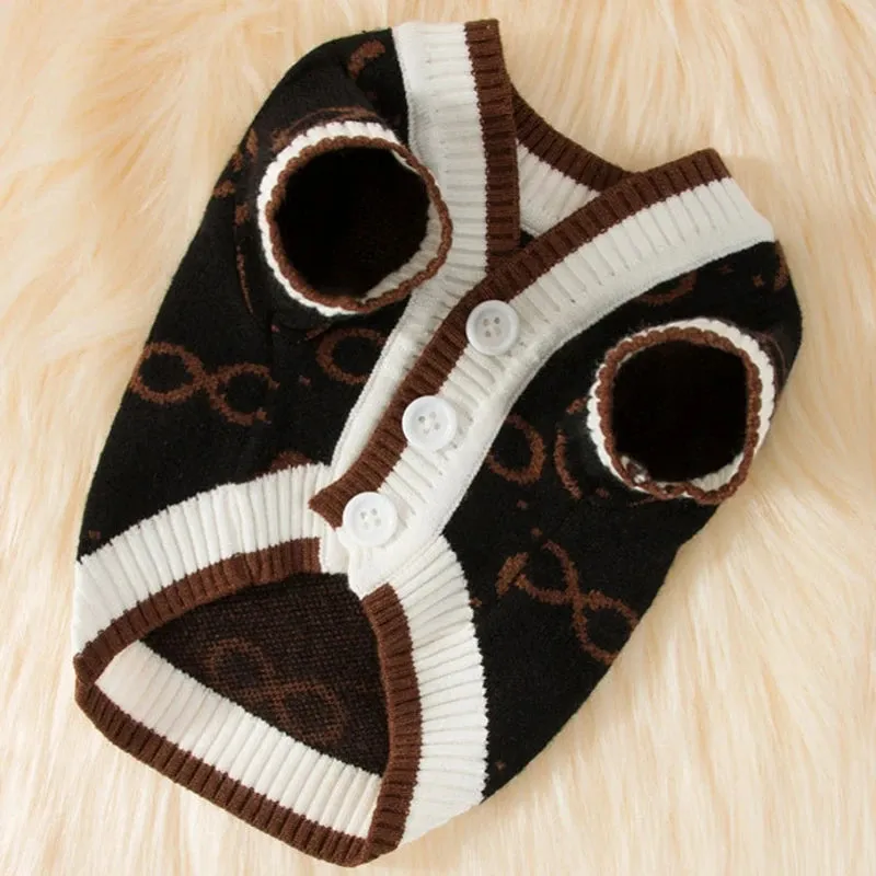 Luxury Cardigan Dog Sweaters Winter Warm Dog Clothes Chihuahua French Bulldog Clothing Pet Coat Jacket Pet Items Knitted Sweater