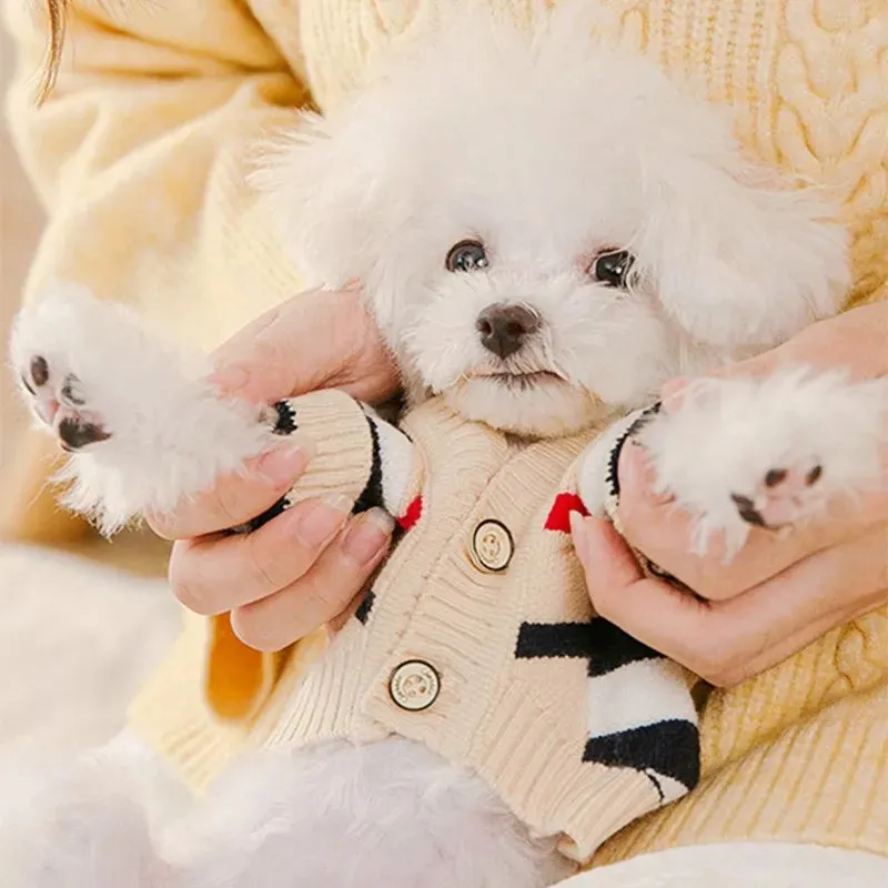 Luxury Cardigan Dog Sweaters Winter Warm Dog Clothes Chihuahua French Bulldog Clothing Pet Coat Jacket Pet Items Knitted Sweater