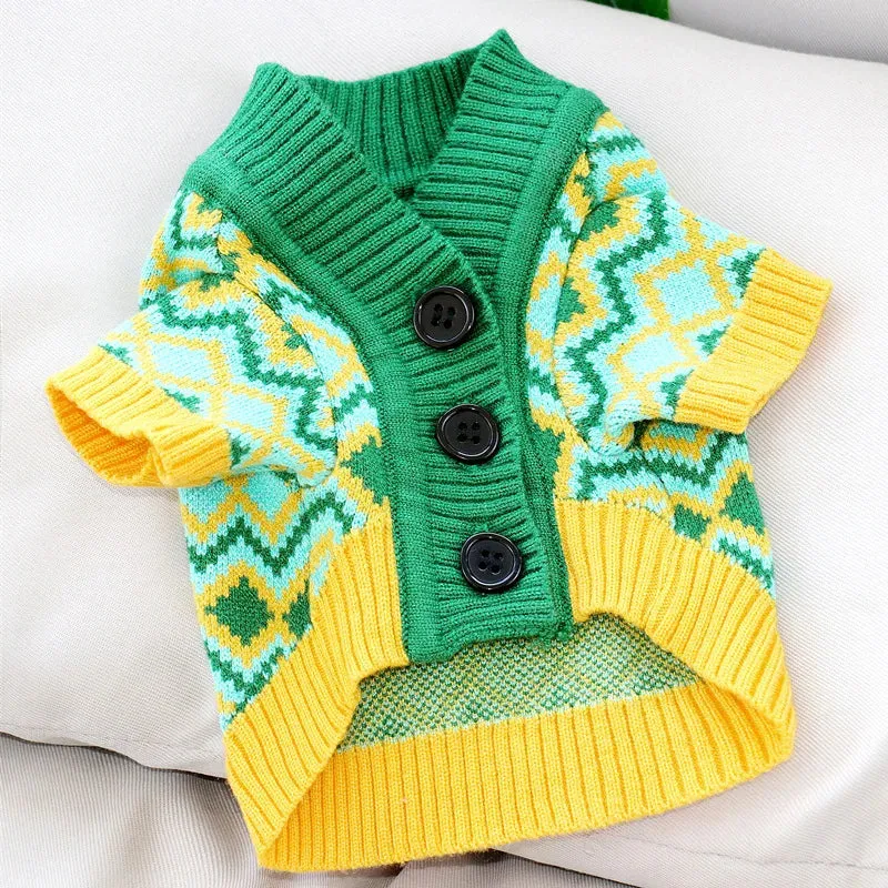 Luxury Cardigan Dog Sweaters Winter Warm Dog Clothes Chihuahua French Bulldog Clothing Pet Coat Jacket Pet Items Knitted Sweater