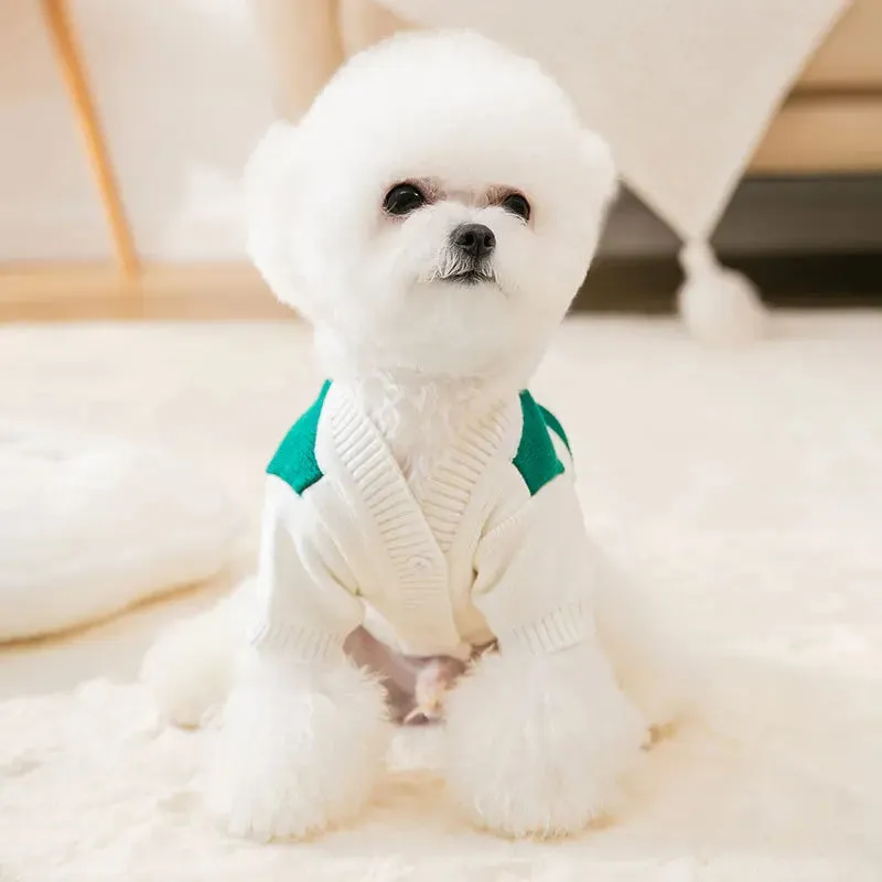 Luxury Cardigan Dog Sweaters Winter Warm Dog Clothes Chihuahua French Bulldog Clothing Pet Coat Jacket Pet Items Knitted Sweater