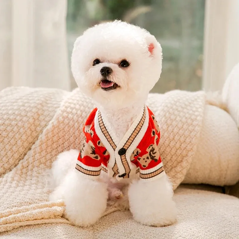 Luxury Cardigan Dog Sweaters Winter Warm Dog Clothes Chihuahua French Bulldog Clothing Pet Coat Jacket Pet Items Knitted Sweater