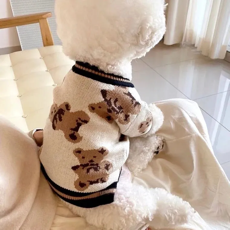 Luxury Cardigan Dog Sweaters Winter Warm Dog Clothes Chihuahua French Bulldog Clothing Pet Coat Jacket Pet Items Knitted Sweater