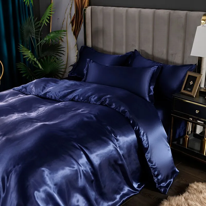 Luxury Satin Bedding Set Rayon Duvet Cover Set Single Double King Size Bedding Kit designer bedding set Bed Cover Bed Linen Set