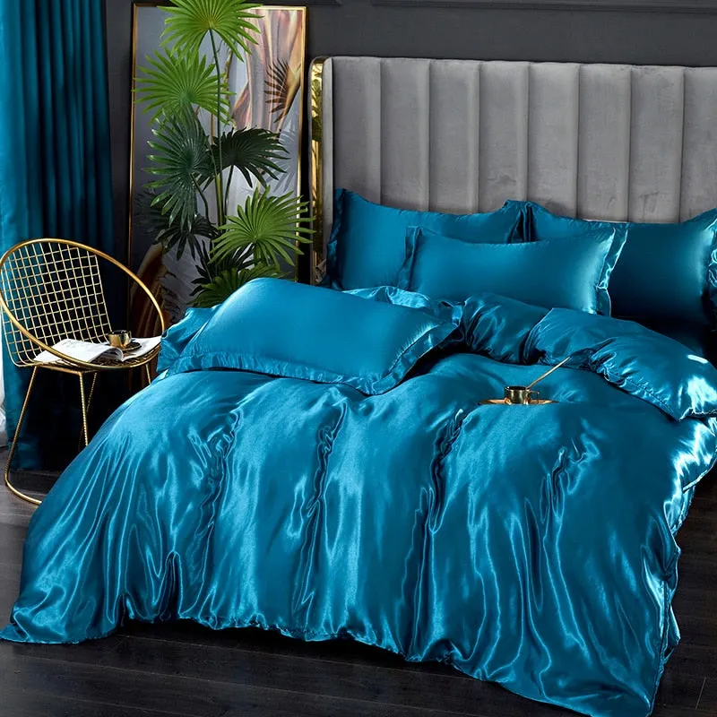 Luxury Satin Bedding Set Rayon Duvet Cover Set Single Double King Size Bedding Kit designer bedding set Bed Cover Bed Linen Set