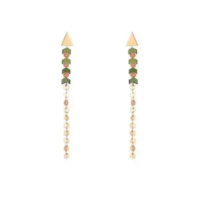 Luxury Women Jewelry 18K Gold Plated Coin Tassel Pendant Elegant Piercing Drop Earrings