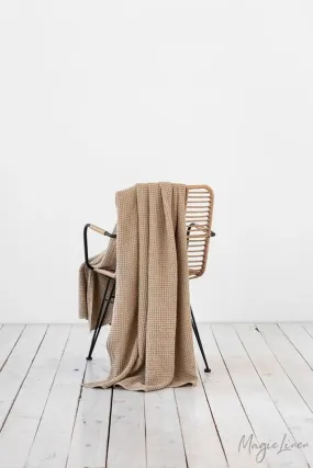 MagicLinen BEIGE WAFFLE THROW / COUCH COVER / BLANKET