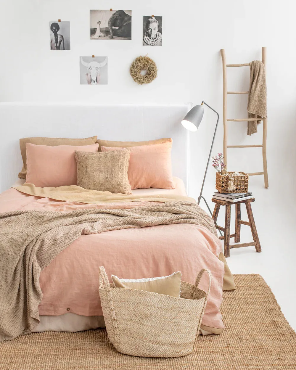 MagicLinen BEIGE WAFFLE THROW / COUCH COVER / BLANKET