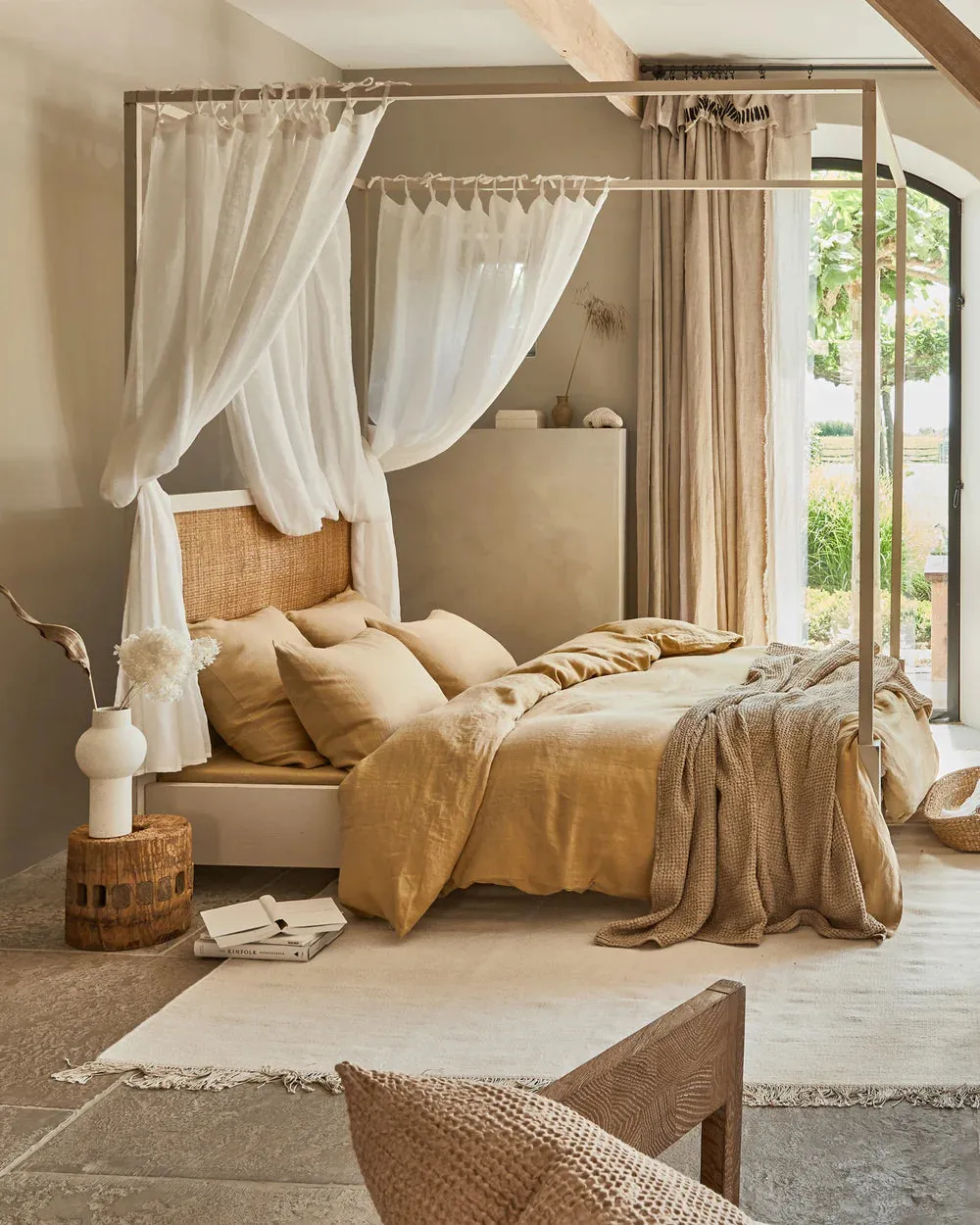 MagicLinen BEIGE WAFFLE THROW / COUCH COVER / BLANKET