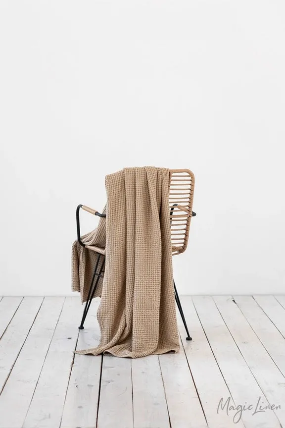 MagicLinen BEIGE WAFFLE THROW / COUCH COVER / BLANKET