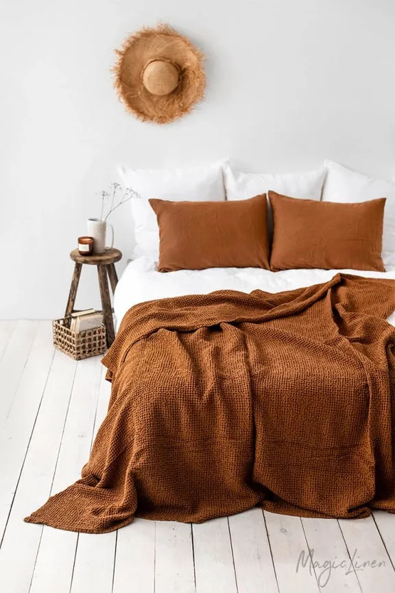 MagicLinen CINNAMON WAFFLE THROW / COUCH COVER / BLANKET
