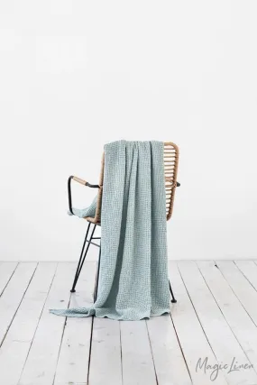 MagicLinen DUSTY BLUE WAFFLE THROW / COUCH COVER / BLANKET