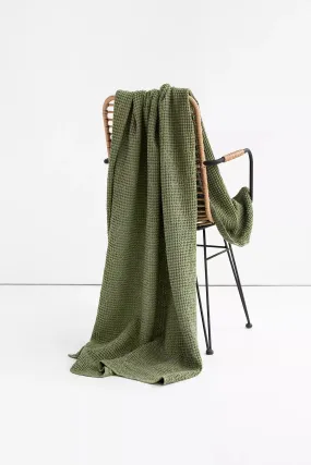 MagicLinen FOREST GREEN WAFFLE THROW / COUCH COVER / BLANKET