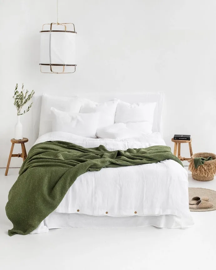 MagicLinen FOREST GREEN WAFFLE THROW / COUCH COVER / BLANKET