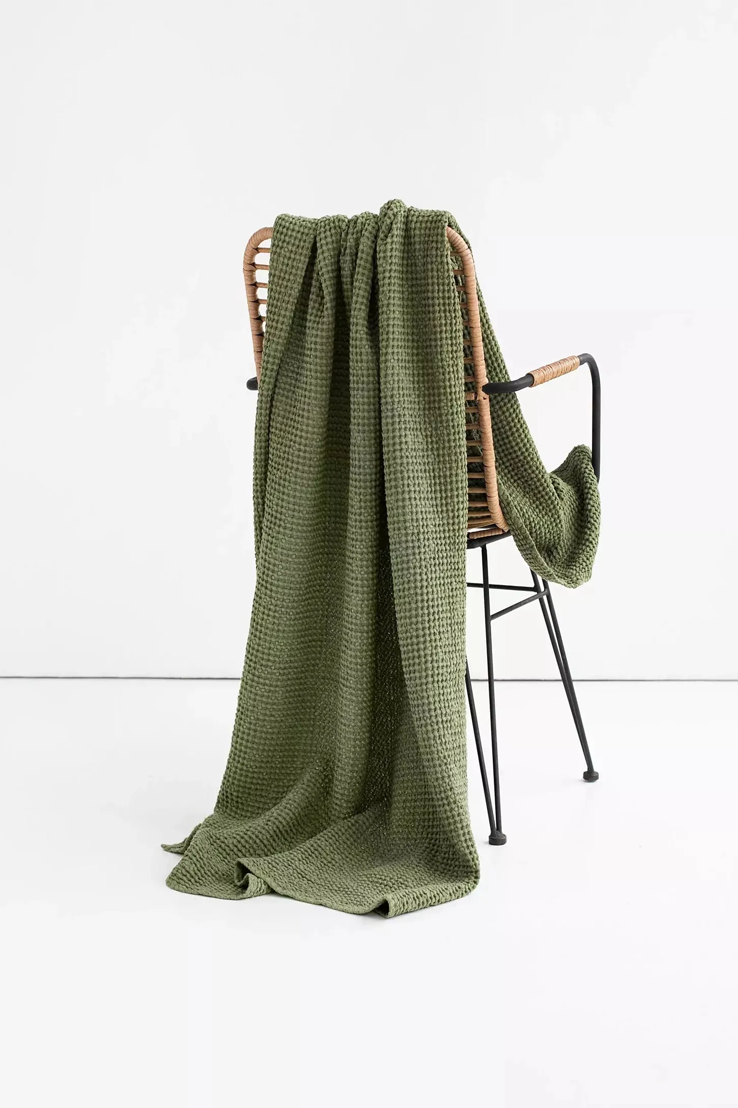 MagicLinen FOREST GREEN WAFFLE THROW / COUCH COVER / BLANKET