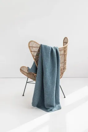 MagicLinen GRAY BLUE WAFFLE THROW / COUCH COVER / BLANKET