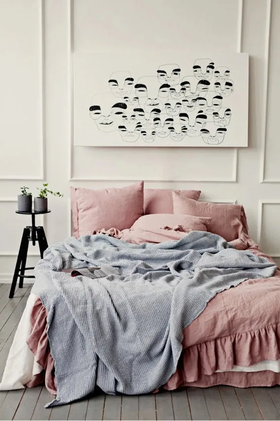 MagicLinen LIGHT GRAY WAFFLE THROW / COUCH COVER / BLANKET