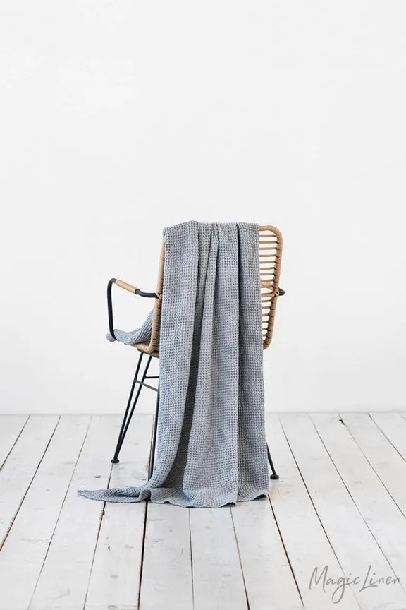 MagicLinen LIGHT GRAY WAFFLE THROW / COUCH COVER / BLANKET
