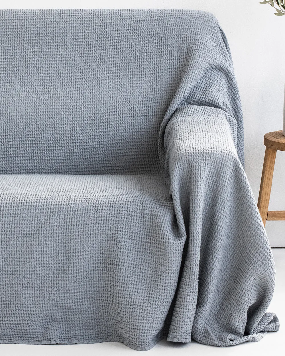 MagicLinen LIGHT GRAY WAFFLE THROW / COUCH COVER / BLANKET