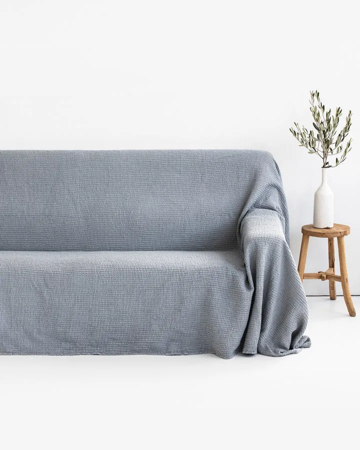 MagicLinen LIGHT GRAY WAFFLE THROW / COUCH COVER / BLANKET