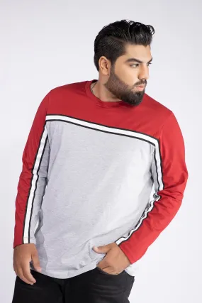 Maroon Tapered Cut & Sew T-Shirt (Plus Size) - W21 - MT0128P