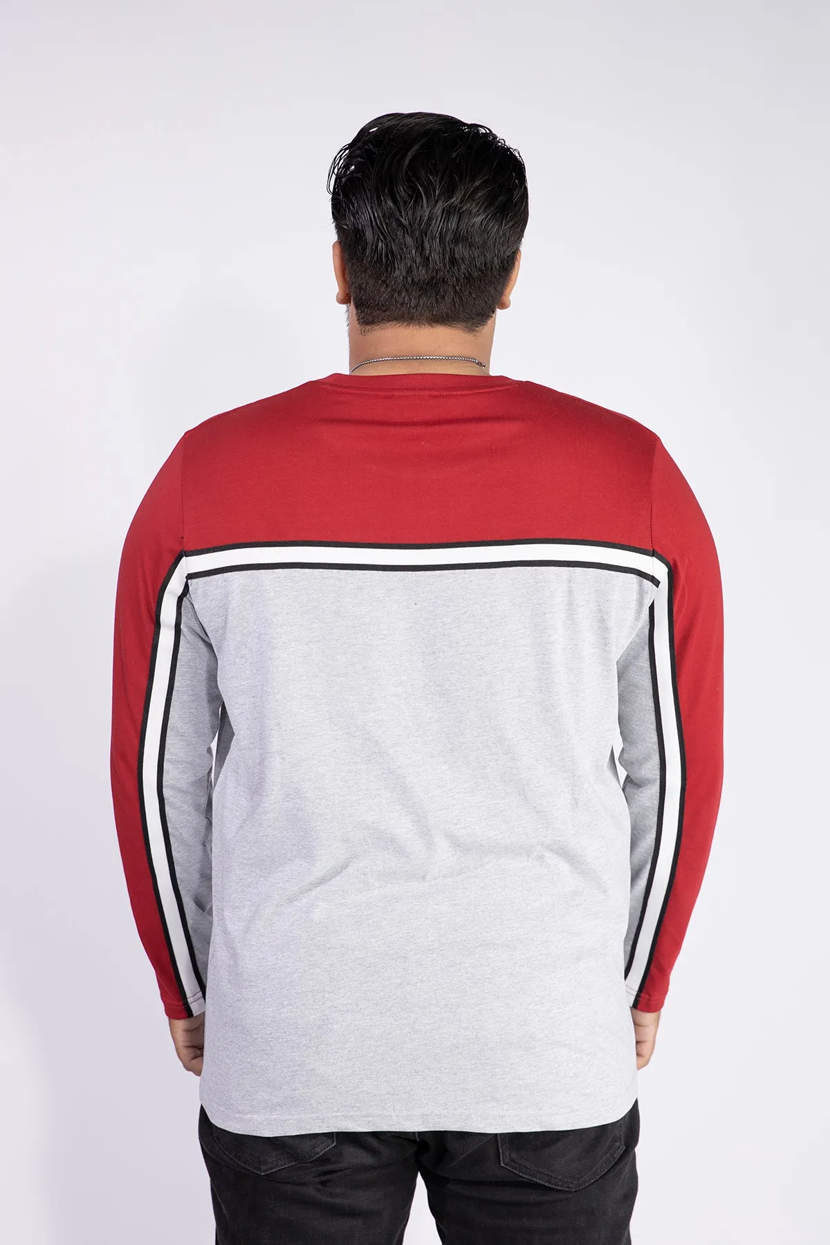 Maroon Tapered Cut & Sew T-Shirt (Plus Size) - W21 - MT0128P