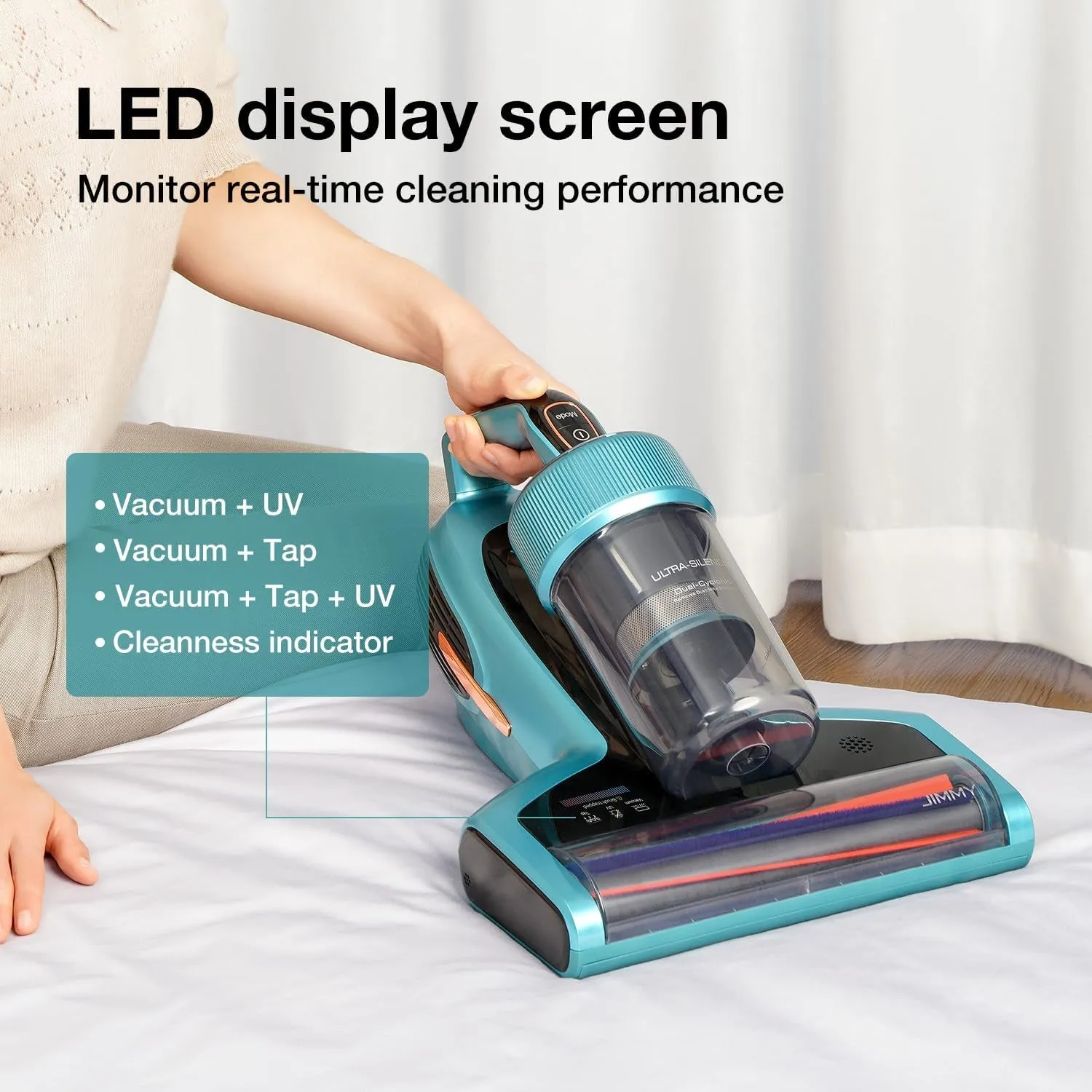Mattress Vacuum Cleaner with Dust Sensor, Anti-Allergen Bed Vacuum Cleaner with UV Lights & Ultrasonic & 5S Quick Heating, 16Kpa Suction 480W Handheld Vacuums for Pet Hair (BX7 Pro, Corded)