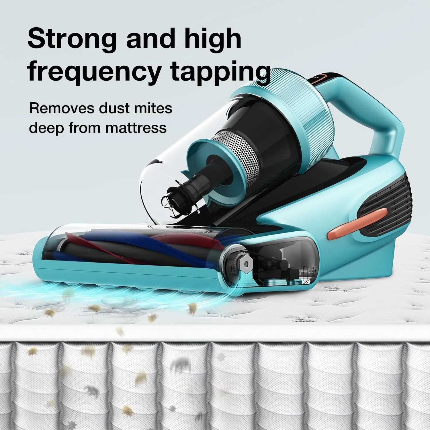 Mattress Vacuum Cleaner with Dust Sensor, Anti-Allergen Bed Vacuum Cleaner with UV Lights & Ultrasonic & 5S Quick Heating, 16Kpa Suction 480W Handheld Vacuums for Pet Hair (BX7 Pro, Corded)