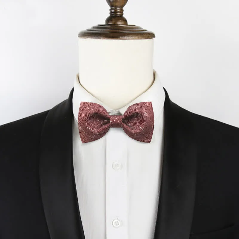 Men's Graceful Red Wave Floral Printed Bow Tie