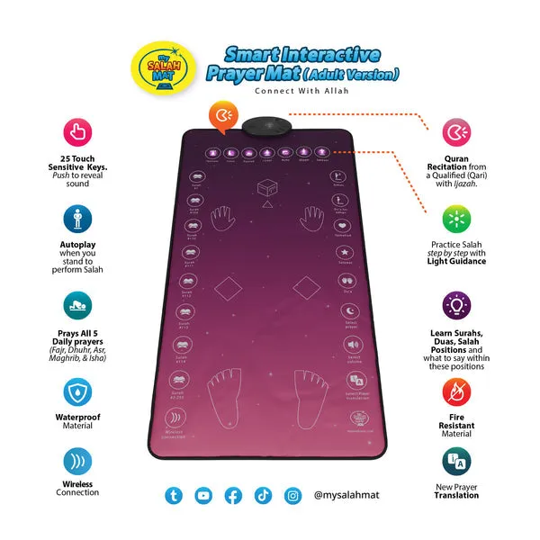 My Salah Mat - Interactive Prayer Mat - Adult Version - Rahma Pink Version