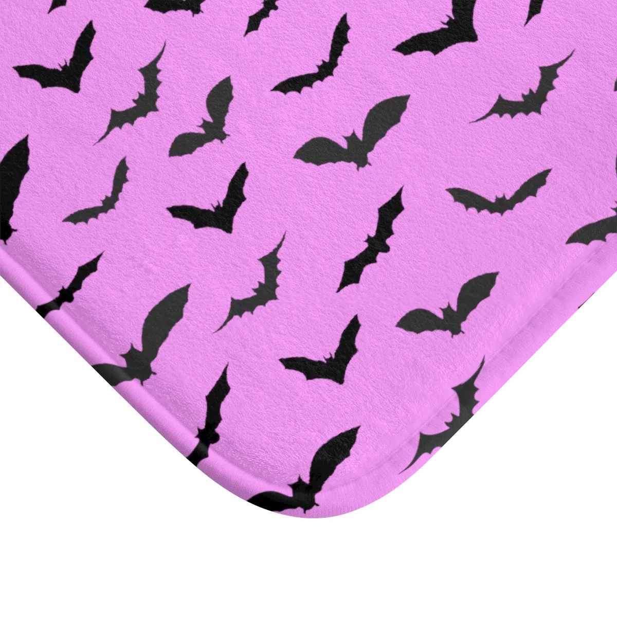 Pink and Black Flying Bats Designer Halloween Bath Mat-Made in USA