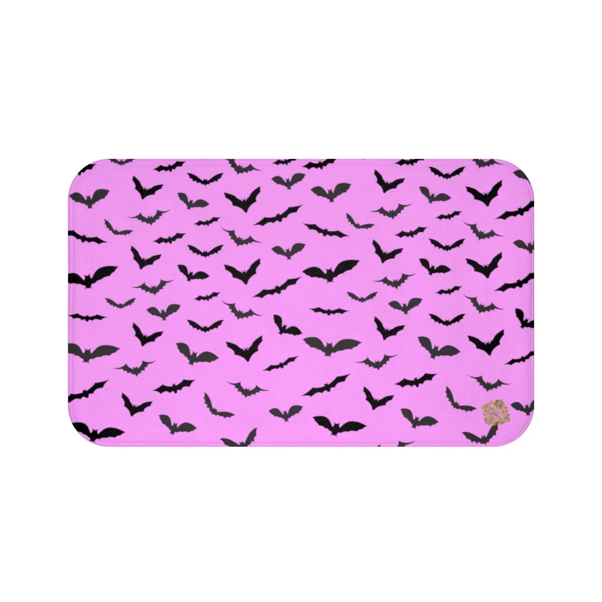 Pink and Black Flying Bats Designer Halloween Bath Mat-Made in USA