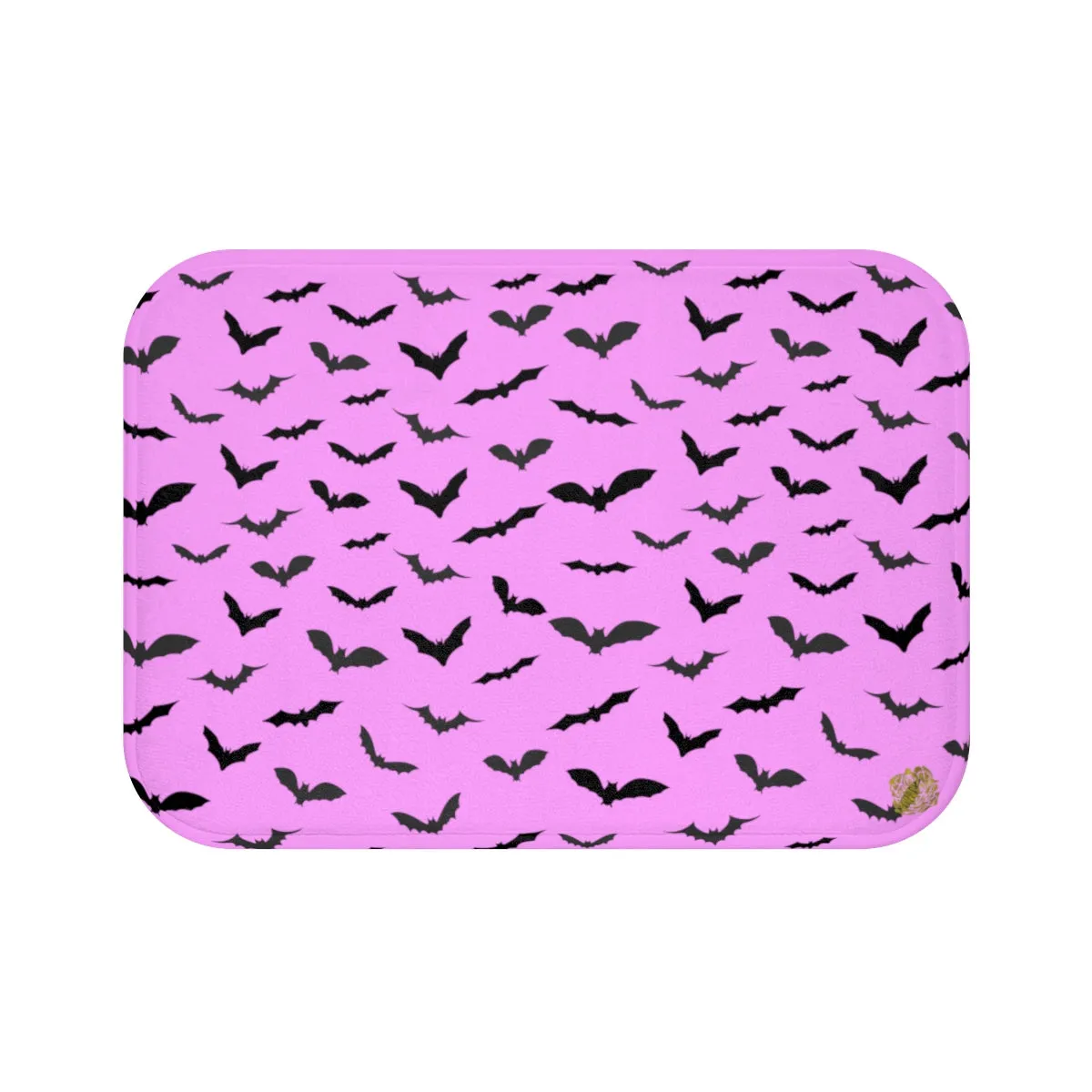 Pink and Black Flying Bats Designer Halloween Bath Mat-Made in USA