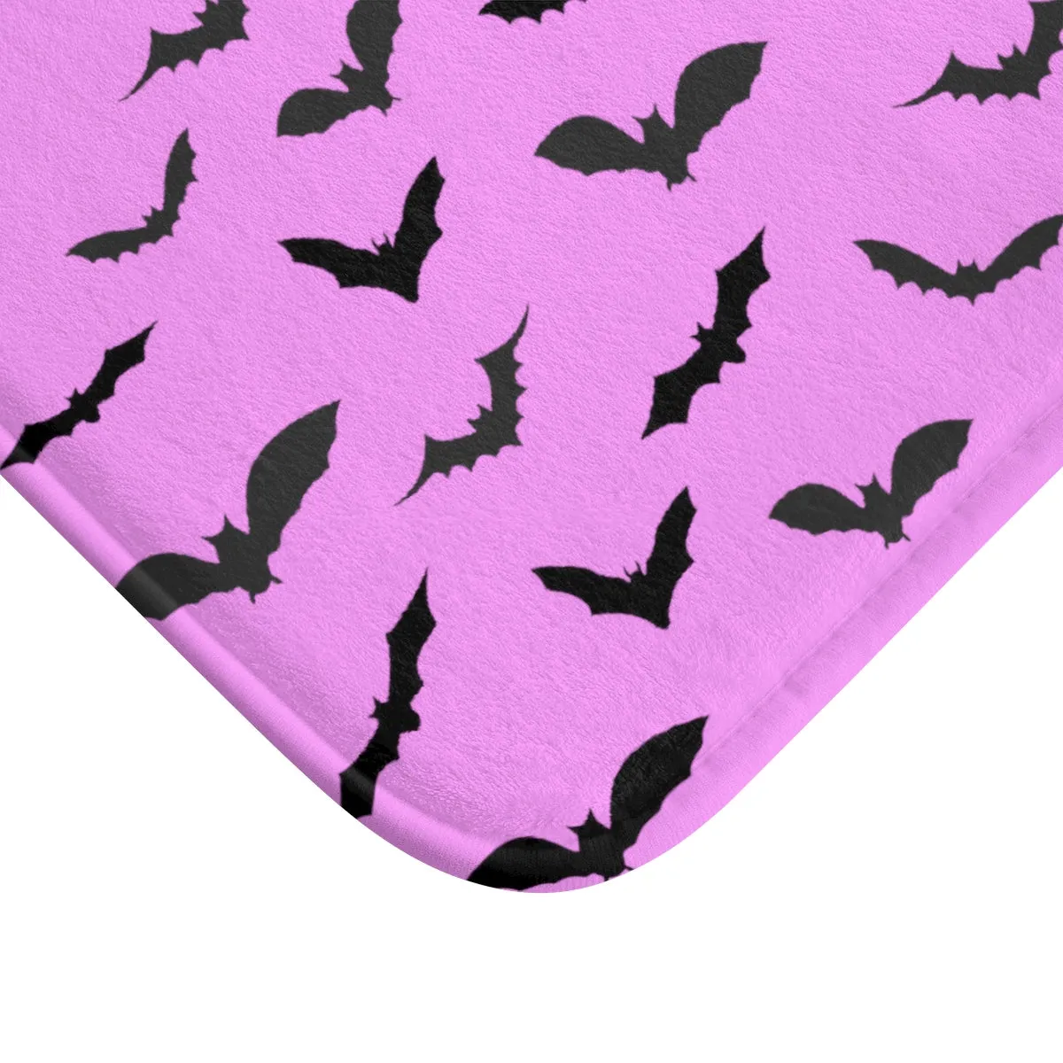 Pink and Black Flying Bats Designer Halloween Bath Mat-Made in USA