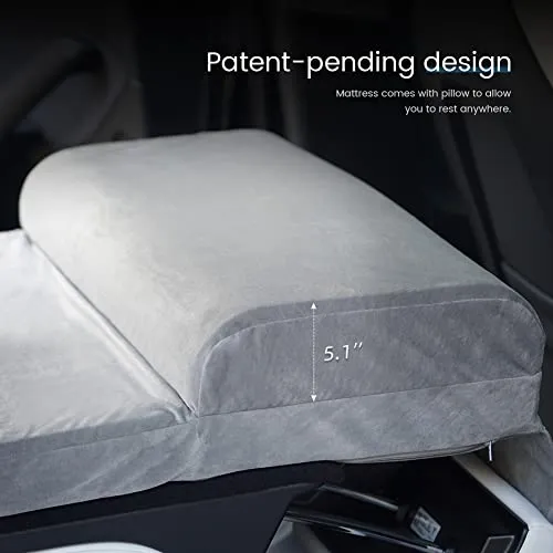 Portable, Foldable, and Space Saving CertiPUR Memory Foam Camping Mattress with Built In Pillow for Tesla Model 3, Y, & X (One Person Use)