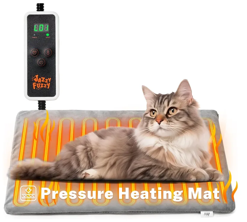 Pressure Activated Pet Heating Pad, Adjustable Temperature and Timer, 16x18in, Smart Thermostat, Waterproof Dog Cat Whelping Supplies Heated Mat