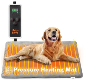 Pressure Activated Pet Heating Pad, Adjustable Temperature and Timer, 28x20in, Smart Thermostat, Waterproof Dog Cat Whelping Supplies Heated Mat