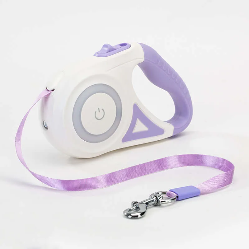 Retractable Dog Leash with LED Light – 5M Tangle-Free, Night Walks Safe