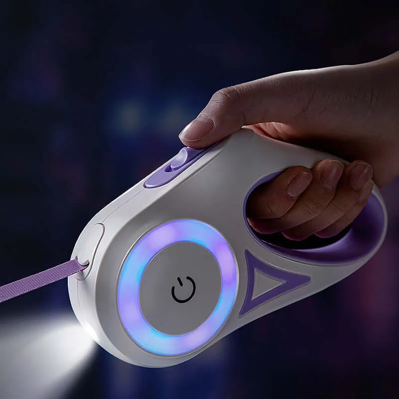Retractable Dog Leash with LED Light – 5M Tangle-Free, Night Walks Safe
