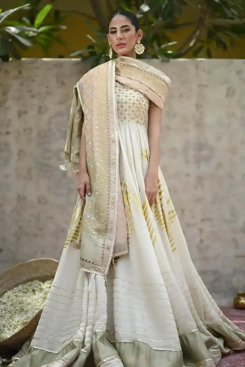 Sania Maskatiya - Rinah - Khaddi Silk - Ivory - Peshwaas & Dupatta - 2 Piece