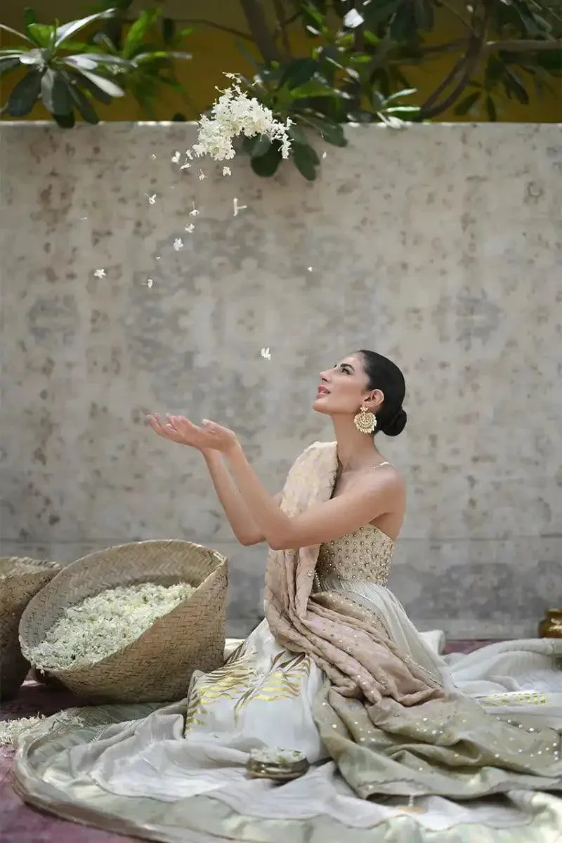 Sania Maskatiya - Rinah - Khaddi Silk - Ivory - Peshwaas & Dupatta - 2 Piece