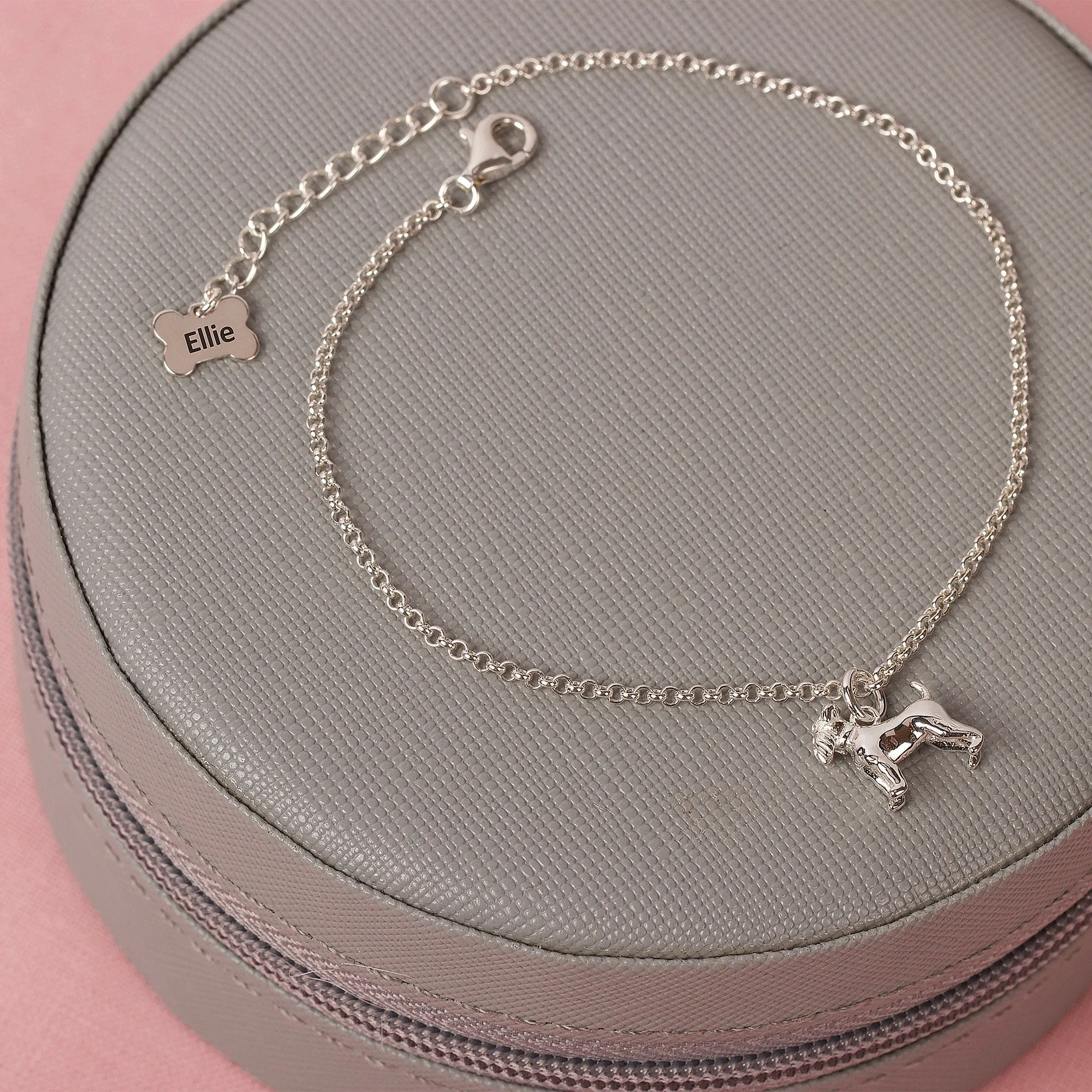 Schnauzer Dainty Chain Bracelet - Personalised - Sterling Silver