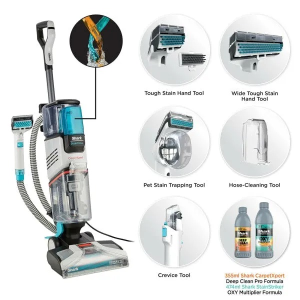 Shark CarpetXpert Built-In StainStriker Vacuum Cleaner - Rotator White | EX200uk