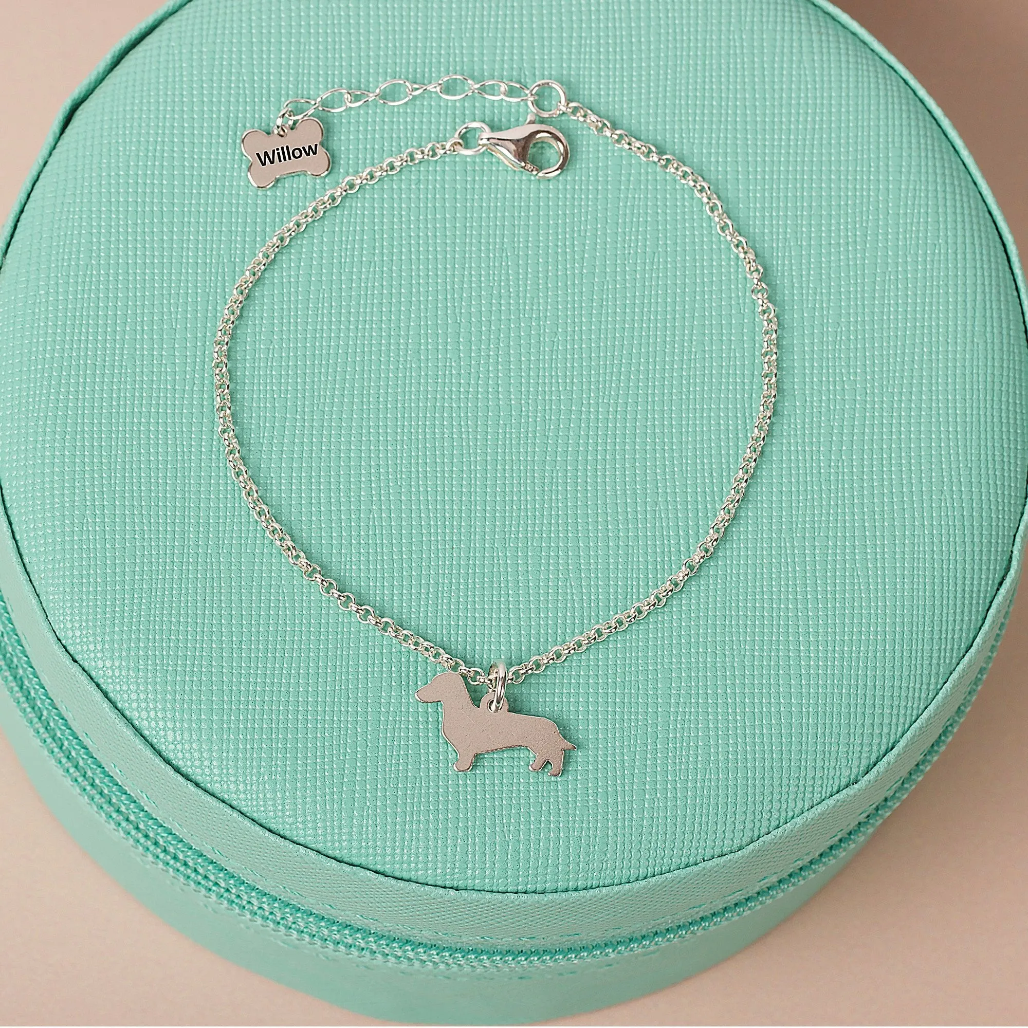 Silhouette Dog Chain Bracelet - Personalised - Sterling Silver
