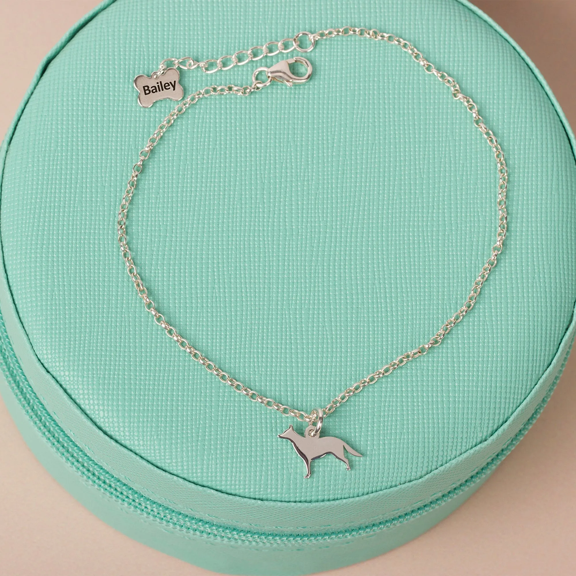 Silhouette Dog Chain Bracelet - Personalised - Sterling Silver