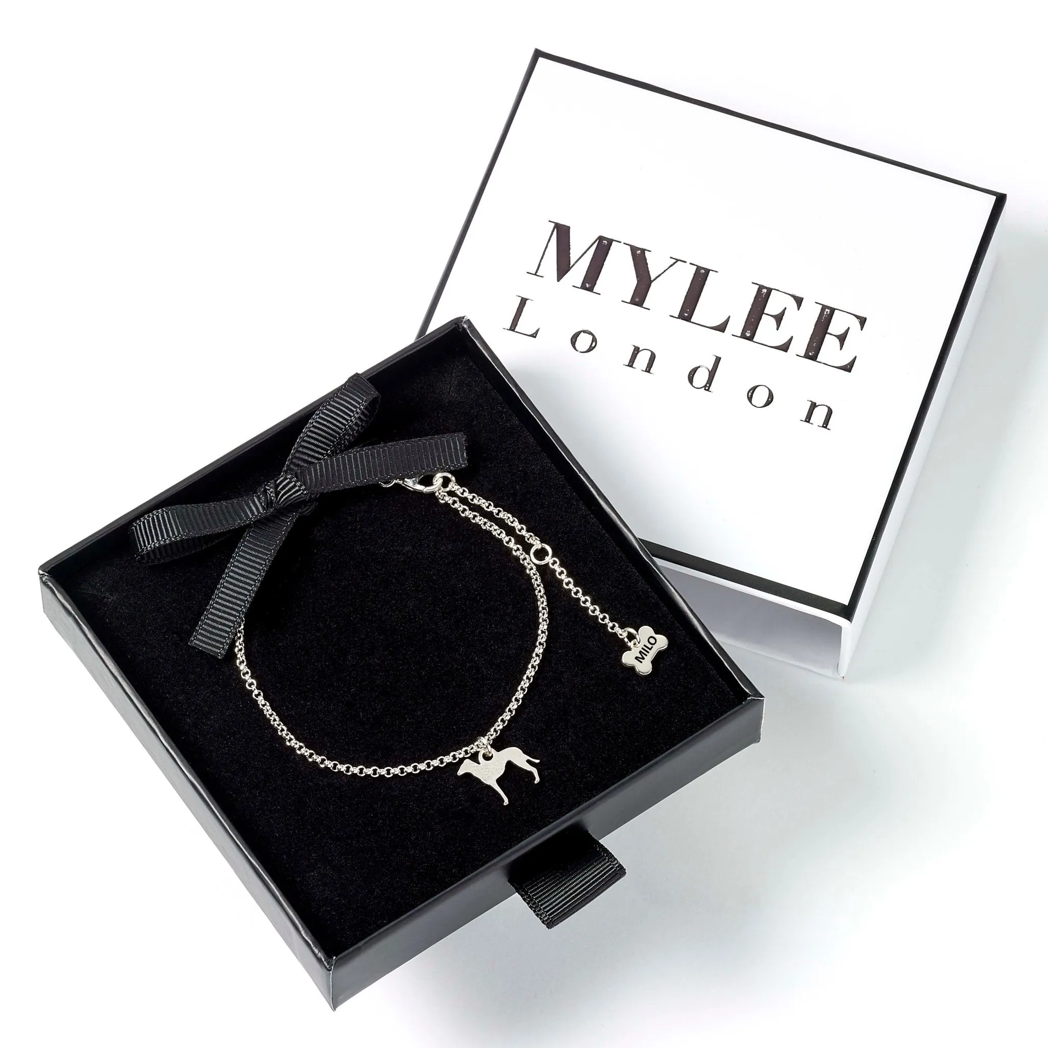 Silhouette Dog Chain Bracelet - Personalised - Sterling Silver