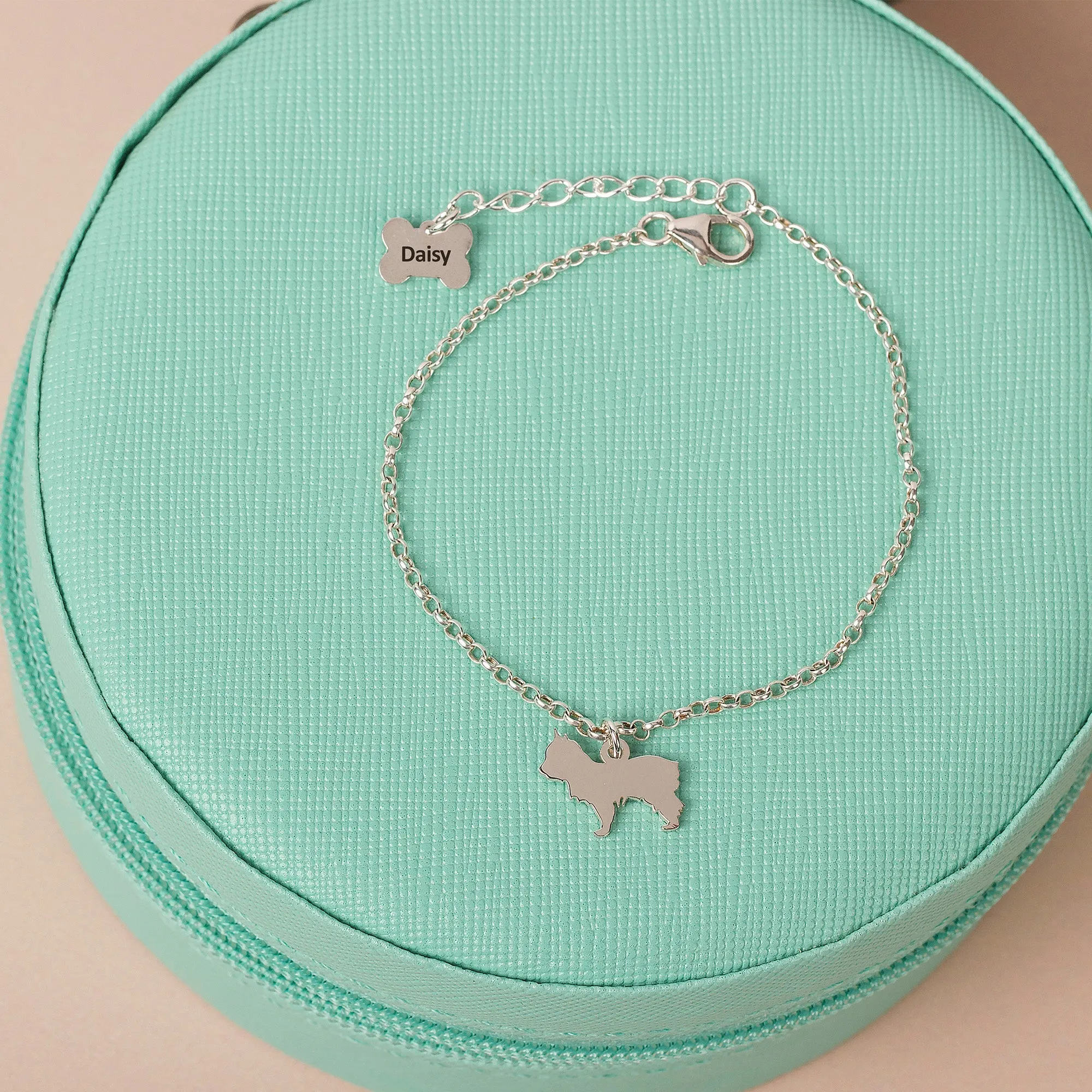 Silhouette Dog Chain Bracelet - Personalised - Sterling Silver