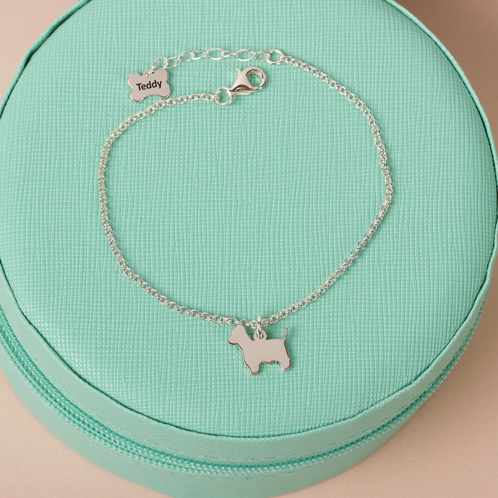 Silhouette Dog Chain Bracelet - Personalised - Sterling Silver