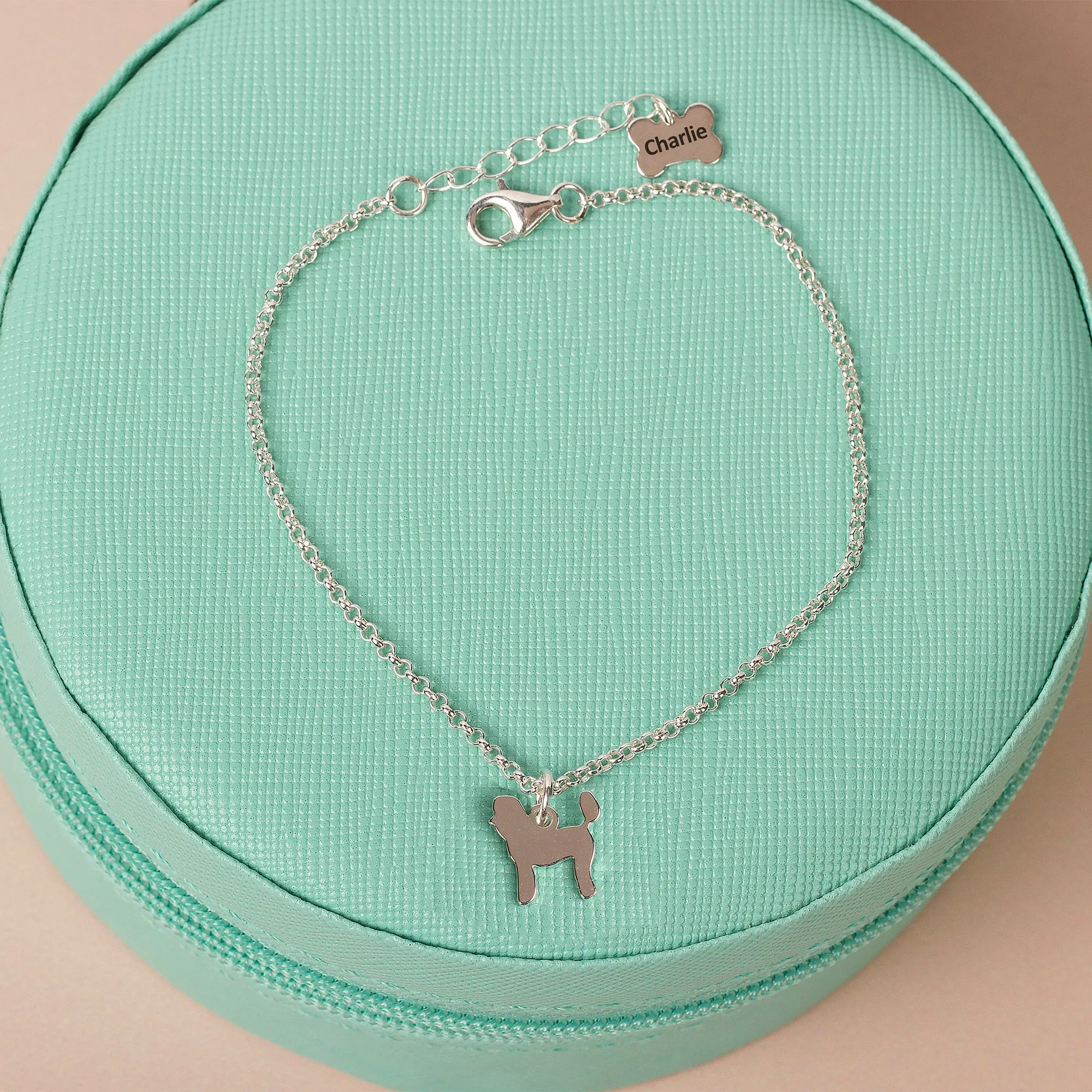 Silhouette Dog Chain Bracelet - Personalised - Sterling Silver