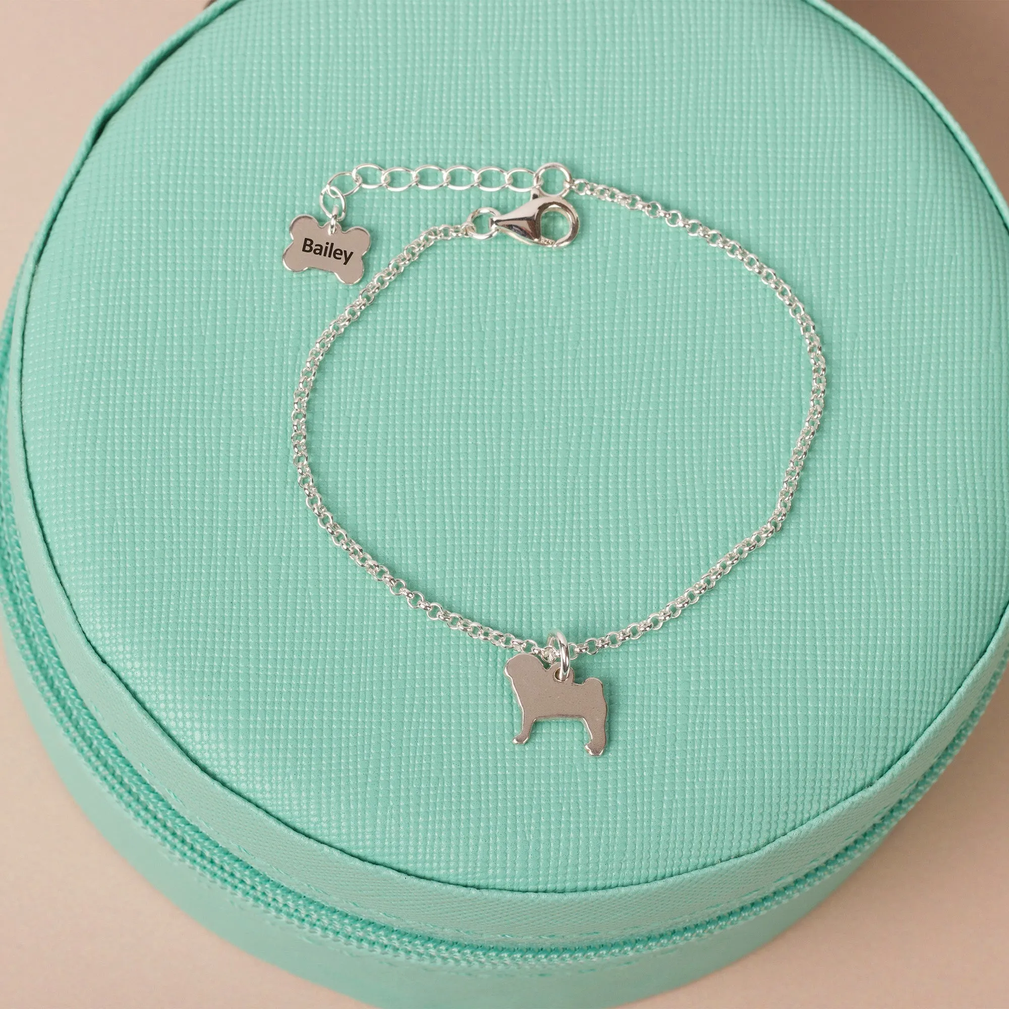 Silhouette Dog Chain Bracelet - Personalised - Sterling Silver